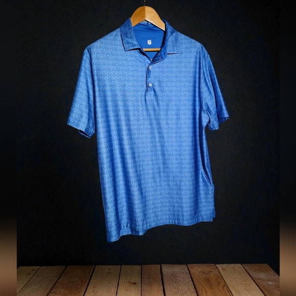 Hickey Freeman Classic Blue Patterned L Polo Golf Shirt - Picture 1 of 6